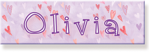 Walldoodles - Wrapped Canvas: Purple Hearts